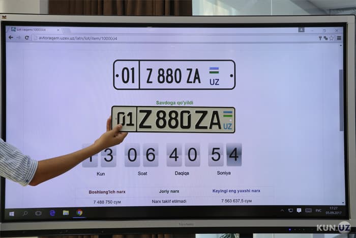 5 kunda 2,6 mlrd so‘mlik avtomobil raqamlari sotildi