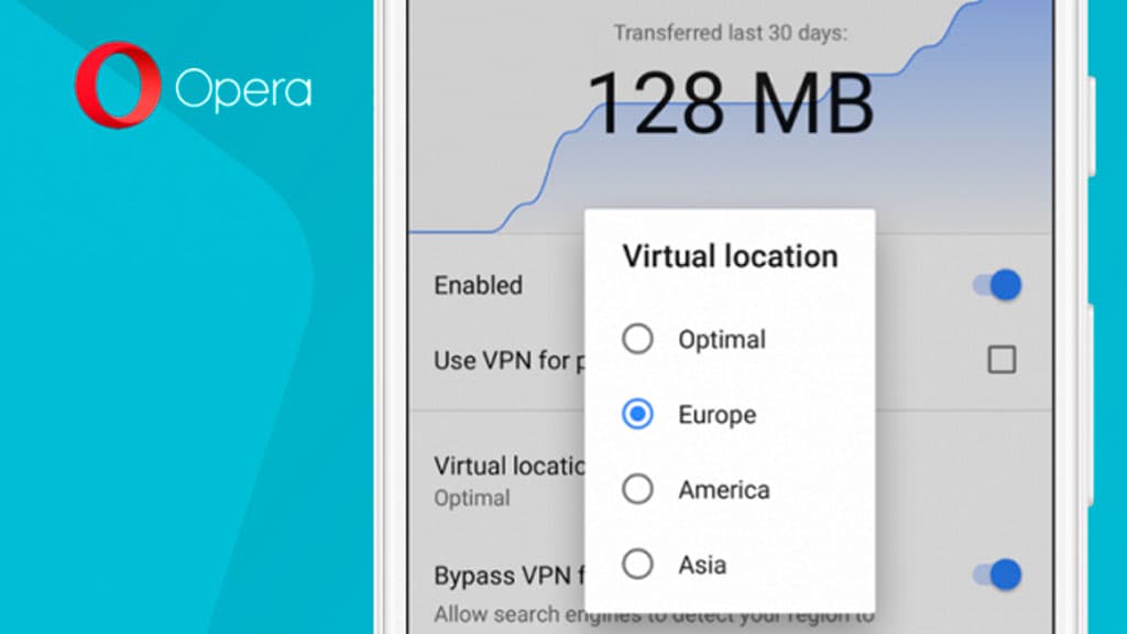 Opera Android tizimidagi brauzeri uchun VPN o‘rnatdi