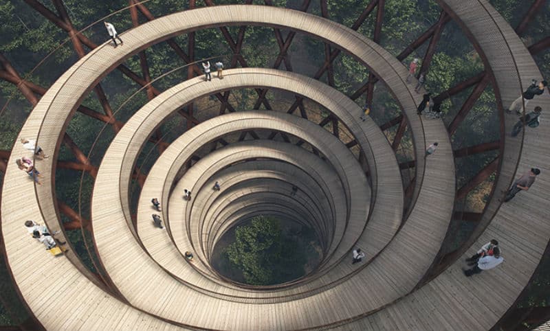 Daniya o‘rmonida piyoda sayr uchun noyob spiralsimon inshoot paydo bo‘ladi