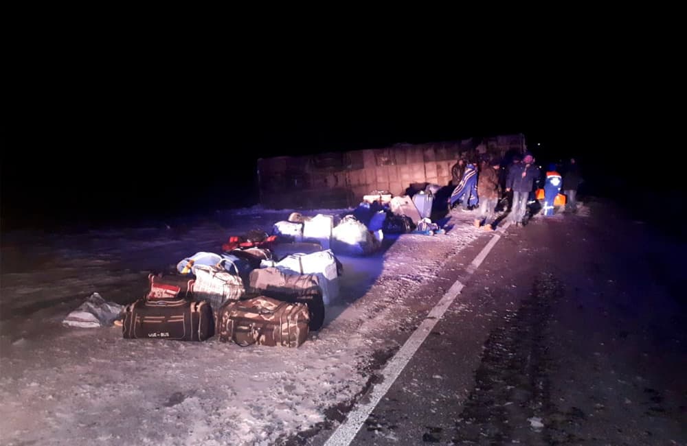 Qozog‘iston shimolida O‘zbekiston fuqarolari bo‘lgan avtobus ag‘darilib ketdi