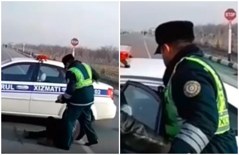 Farg‘onada YPX inspektori o‘qituvchini yerga yiqitib, majburlab mashinaga o‘tqizdi