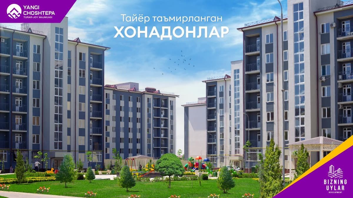 Yangi ChoshTepa turar joy majmuasidan tayyor ta'mirlangan xonadonlar!