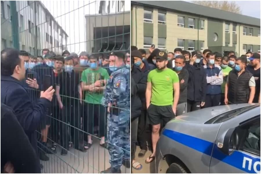 Россияда карантиндаги ўзбекистонлик муҳожирлар оммавий норозилик билдирди. Уларнинг паспорти олиб қўйилган