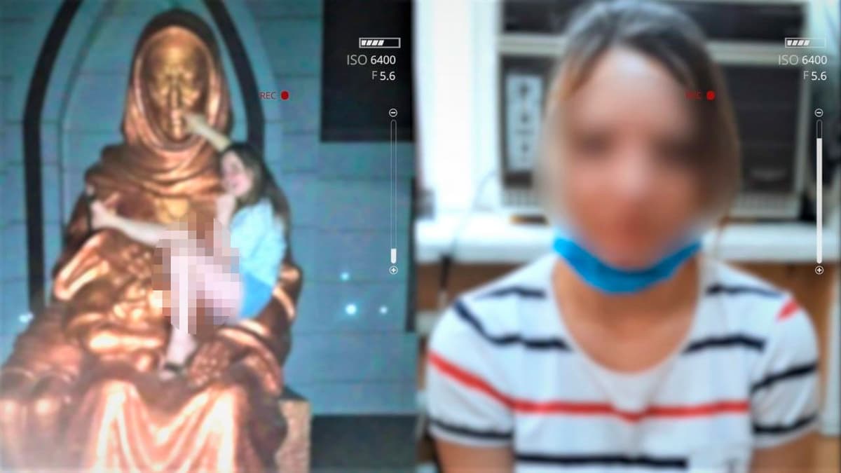 Ради эффектных фотографий в Алмалыке девушка забралась на памятник «Скорбящей матери»