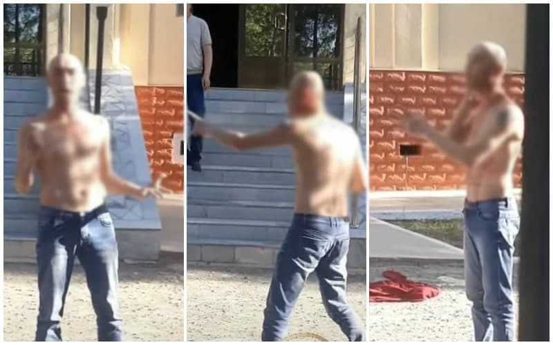 В Сурхандарье рецидивист изрезал себя возле здания ОВД