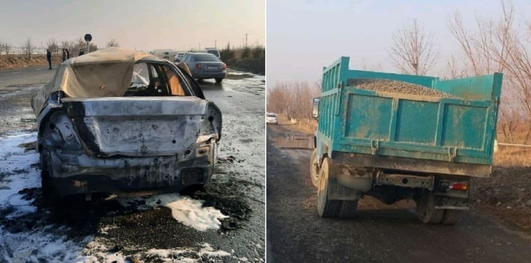 Sirdaryoda yo‘l transport hodisasi oqibatida Nexia yonib ketdi