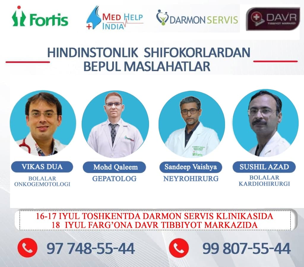 Hindistonlik malakali shifokorlardan bepul tibbiy ko‘rik