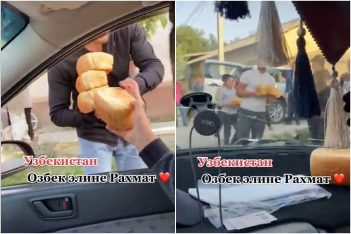 Жители Сохского района раздали хлеб проезжающим мимо жителям Баткенской области