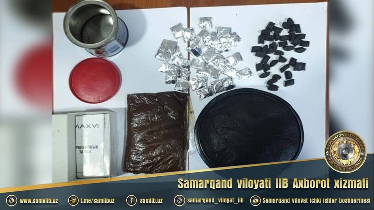 Samarqandda 1 kilogramm gashish hamda 450 gramm opiy giyohvandlik moddalarini olib kelayotgan ayol qo‘lga olindi