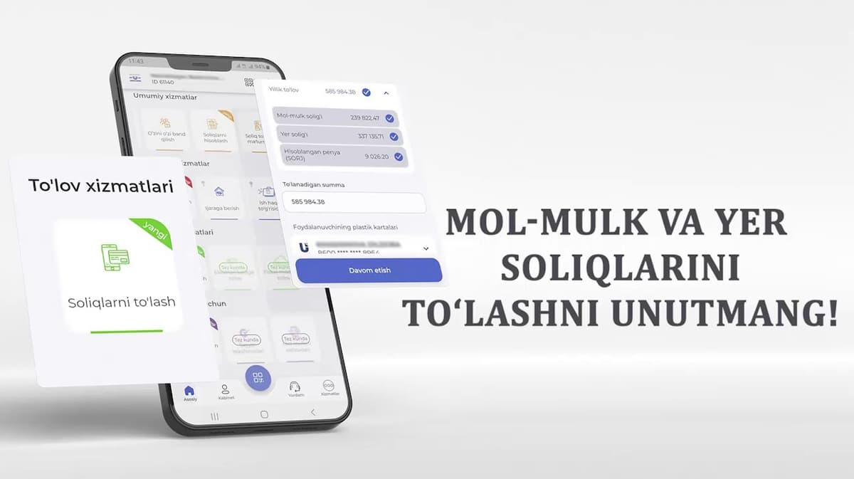 15 oktabr – jismoniy shaxslar uchun mol-mulk va yer solig‘ini to‘lashning oxirgi kuni