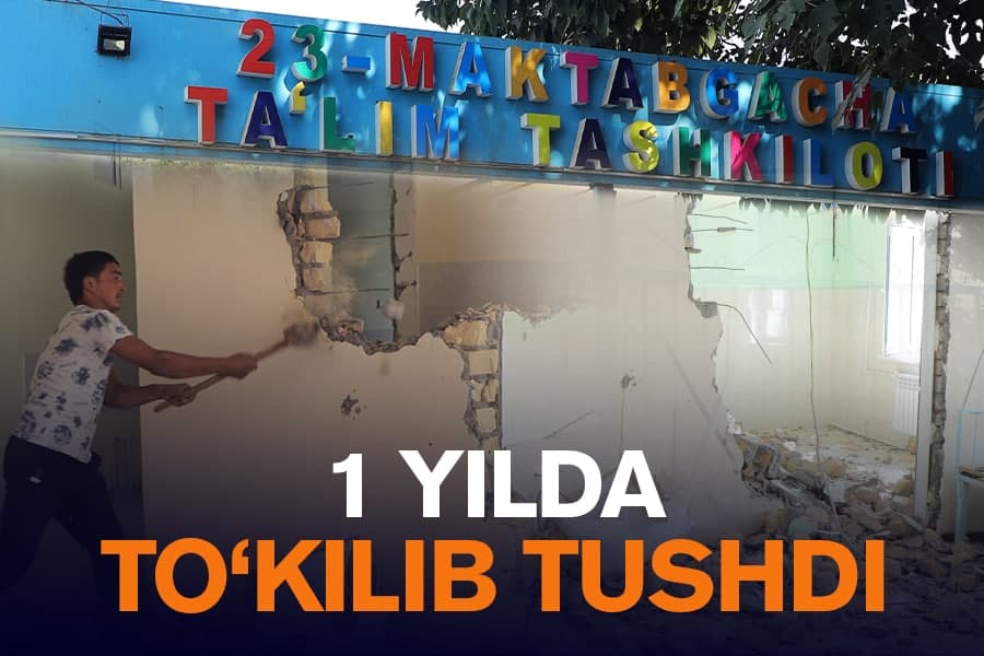 Zangiotada yangi qurilgan bog‘chaning devorlari bir yilda qulab tushdi