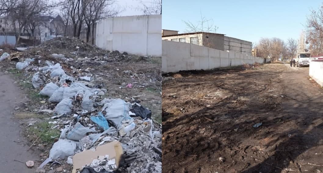 Tanqidga tezkor munosabat: Ulug‘bek posyolkasidagi mahalla chiqindidan tozalandi