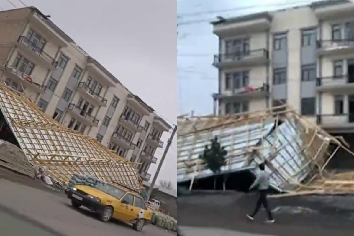 Andijonda kuchli shamol ko‘p qavatli uyning tom qismini uchirib yubordi
