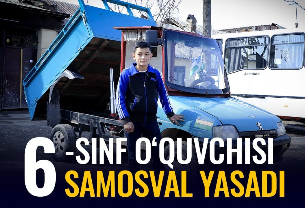 12 yoshli Hayitali: “Tiko”dan 2,5 tonna yuk ko‘taradigan samosval yasadim”