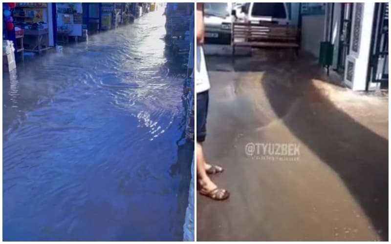 На рынке «Урикзор» прорвало трубу с горячей водой