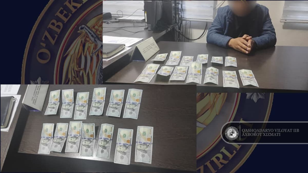 Qashqadaryoda «neftobaza» operatori tergovchiga 1300 dollar pora berayotganda ushlandi