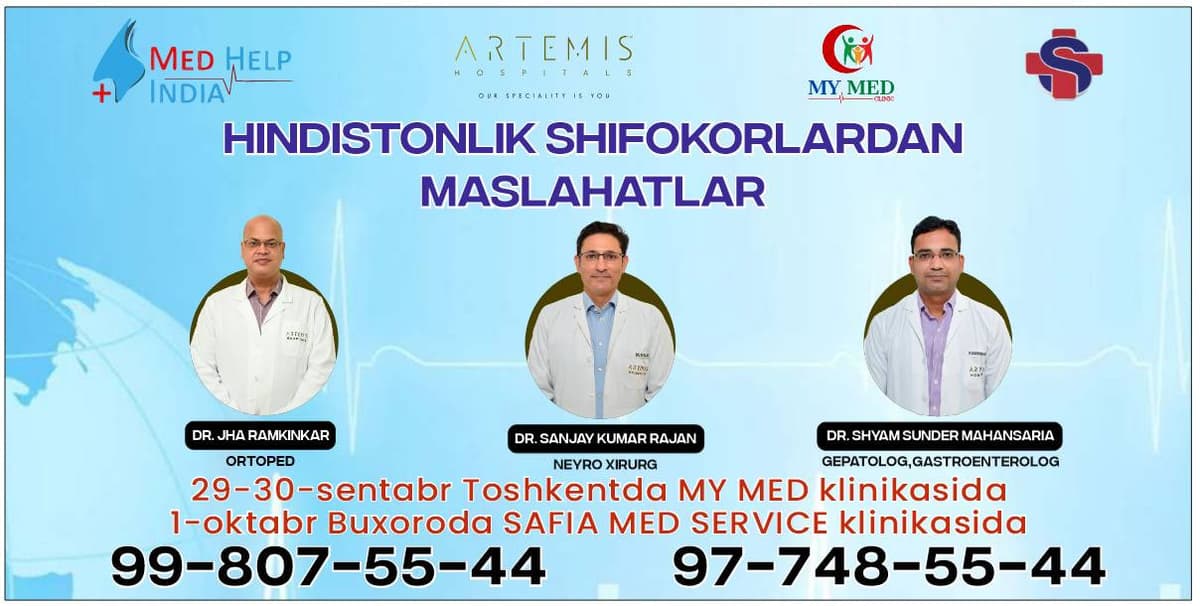 "Med Help India" tajribali hind shifokorlari ishtirokida tibbiy ko‘rik tashkil qiladi