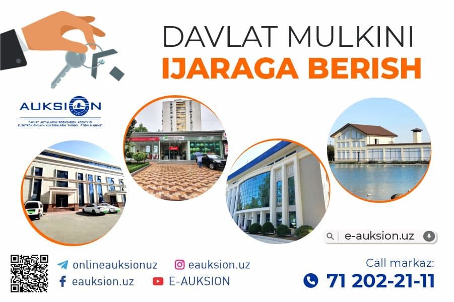 Davlat mulkini "E-auksion" platformasi orqali oson ijaraga oling