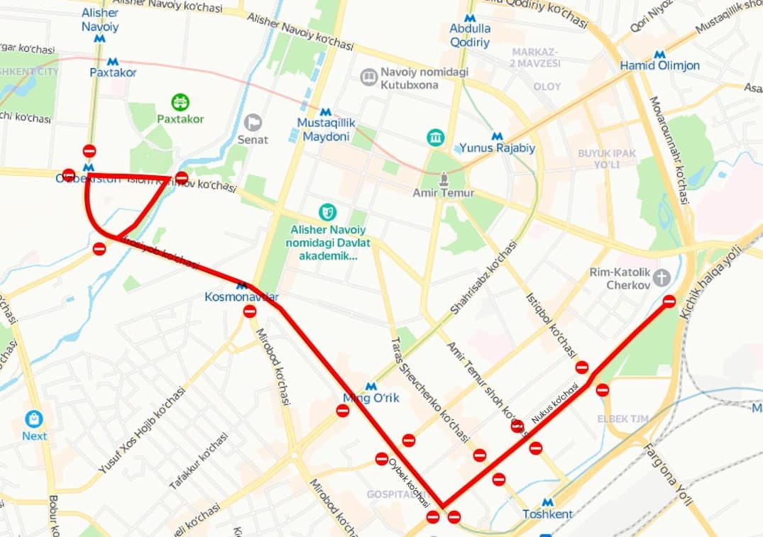 23 и 25 июня некоторые улицы Ташкента будут временно перекрыты в связи с соревнованиями по бегу