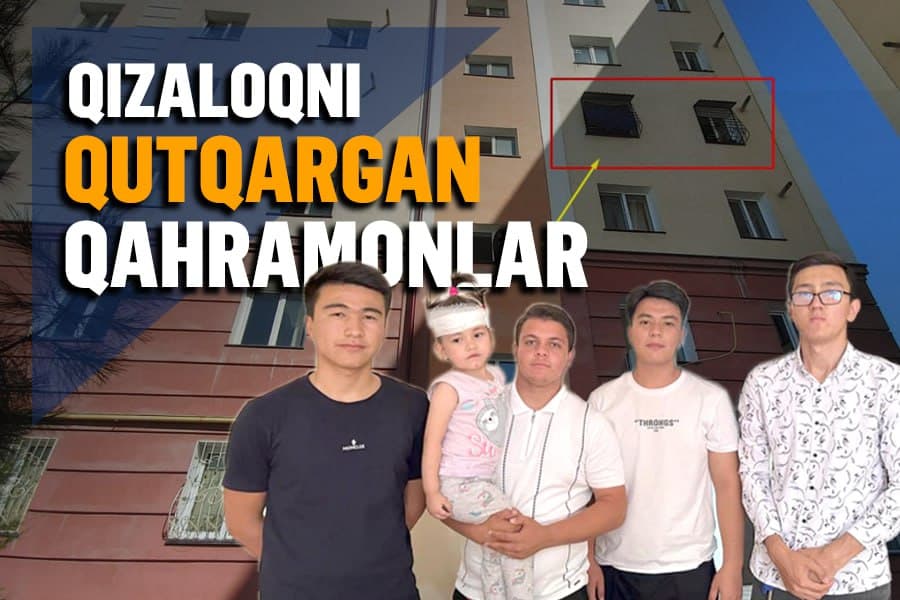 To‘rtinchi qavatdan qulagan qizaloqni tutib qolgan yigitlar qahramonga aylandi