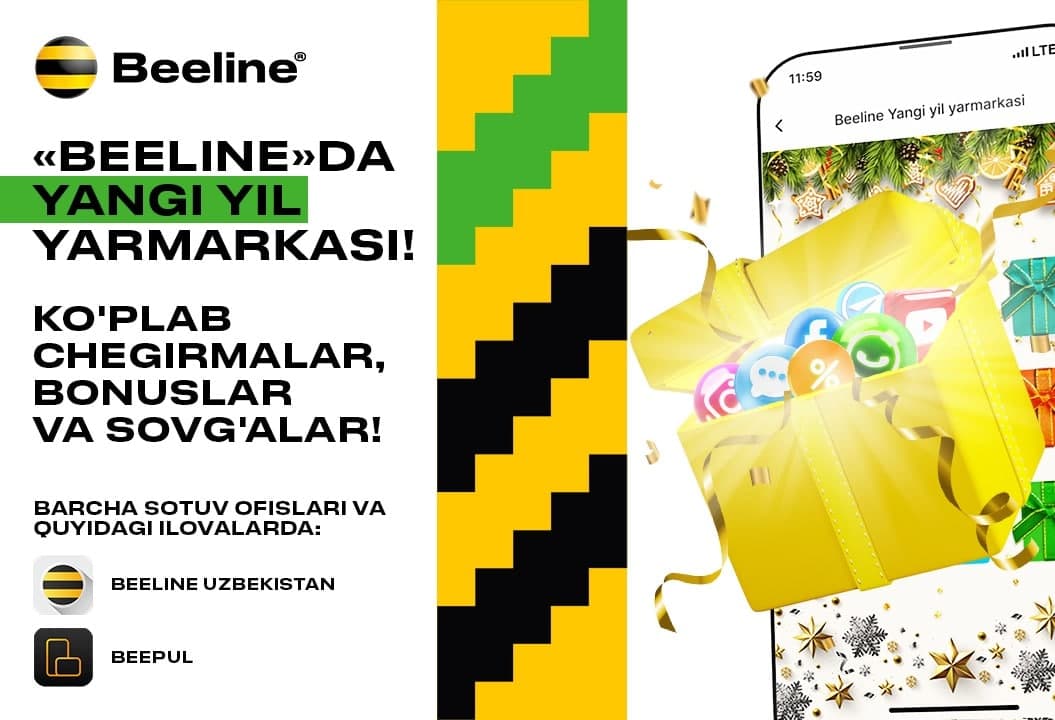 Qutida nima bor? Beeline Uzbekistan abonentlari uçun sovğali va bonusli yangi yil yarmarkasini oçdi