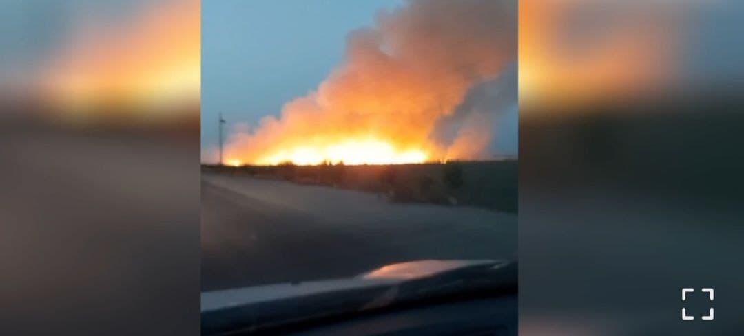 В Чиназском районе загорелось поле вдоль автотрассы М-39