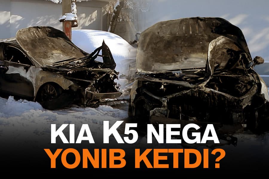 Yunusobodda temir to‘siqqa urilib, ag‘darilgan KIA K5 yonib ketdi