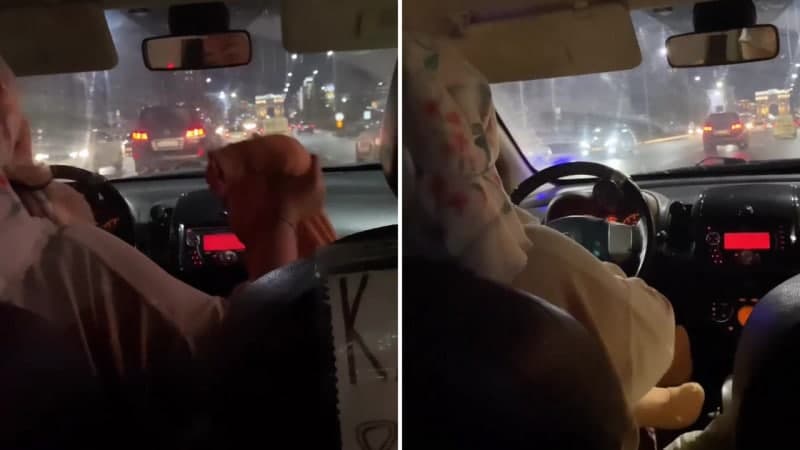 Qozoğistonlik ayol qölida çaqaloq bilan taksi haydayotgani ijtimoiy tarmoqlarni larzaga soldi