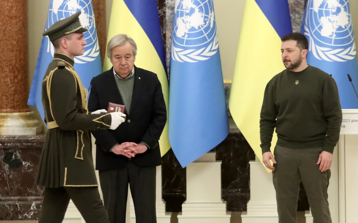 Zelenskiy Kiyevdagi uchrashuvda BMT Bosh kotibi Guterrishni g‘azablantirdi - OAV