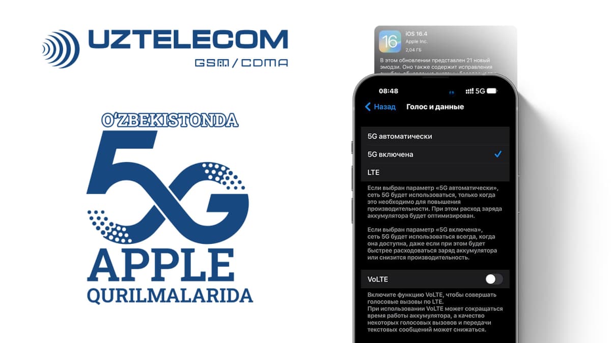 O‘zbekistonda 5G Apple smartfonlarida